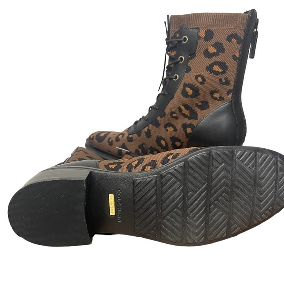 Cole Haan Leopard Print Piedmont Combat Bootie, Brown, Black, NWOT, 6B - Picture 7 of 12
